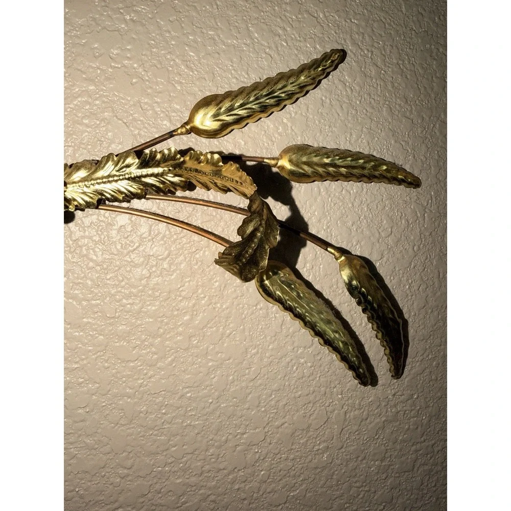 Vintage MCM Brass Wheat Wall Art 16